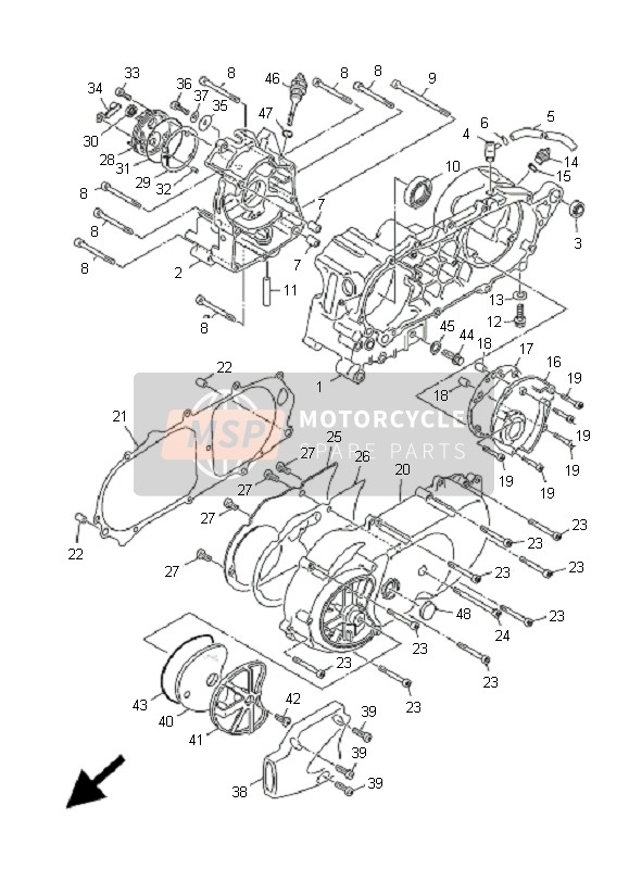 Yamaha XC125E VITY VITY 2011 Carter pour un 2011 Yamaha XC125E VITY VITY